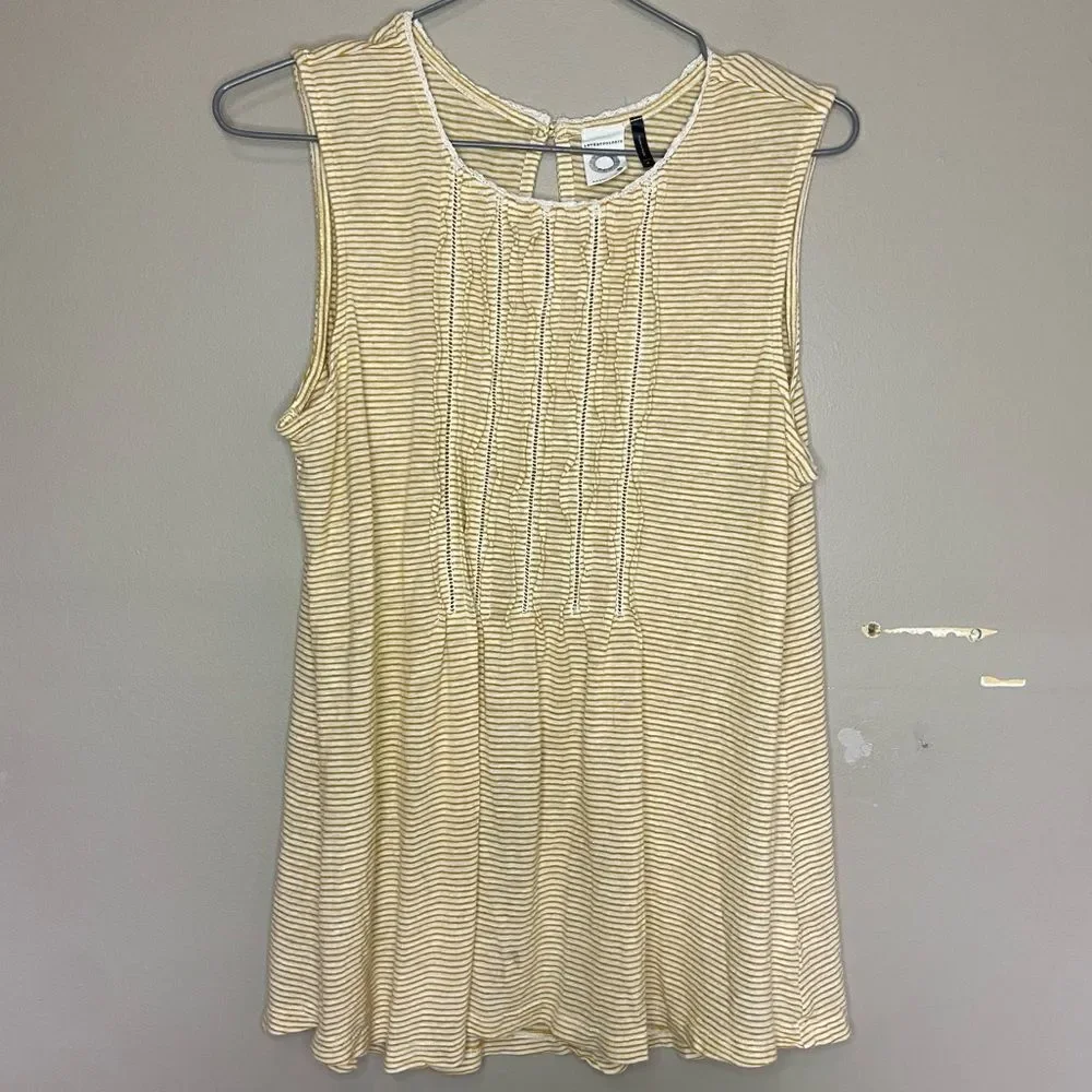 Anthropologie | Akemi & Kin Yellow/White Striped Flowy Tank Top Size Medium - Picture 2 of 8